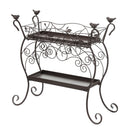 Two-Shelf Cast Iron Plant Stand with Birds,8f00420
