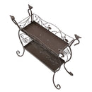 Two-Shelf Cast Iron Plant Stand with Birds,8f00420