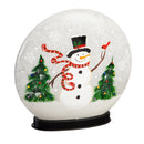 Glass Hand Painted Snowman and Cardinal LED Disc