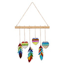 Stained Glass Heart and Feather Hanging Mobile