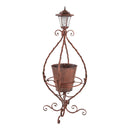 Antiqued Wrought Iron Plant Stand with Solar Light,8pmtl225