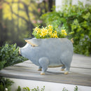 Grey Metal Pig Planter