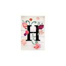 Suede garden flag, Floral Monogram H
